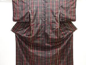 格子織り出し米沢紬着物アンサンブル